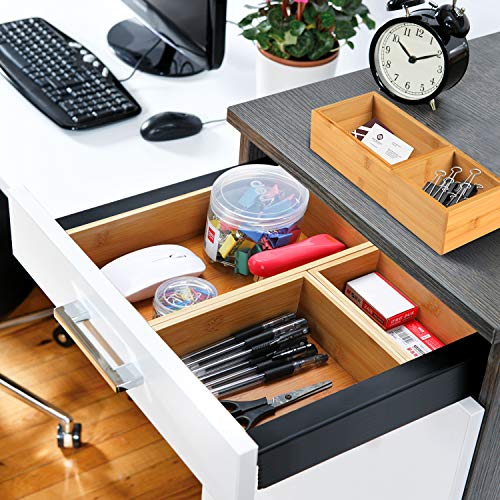 5-Piece Bamboo Drawer Organizer Set, Multi-use Storage Box Set
